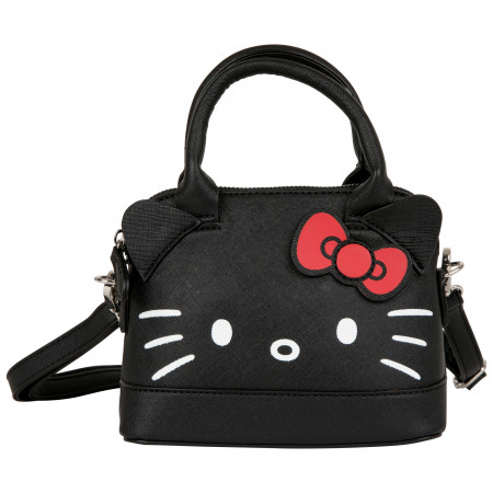 Hello Kitty Black Leather Hand Bag with Detachable Long Strap